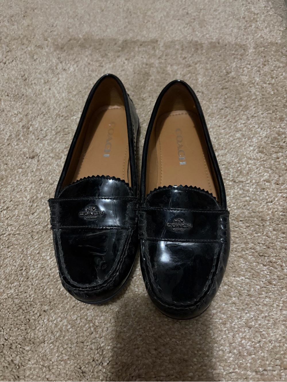 Coach Black Patent Leather Penny Loafers